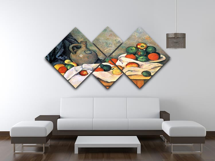 Still life drapery pitcher and fruit bowl by Cezanne 4 Square Multi Panel Canvas - Canvas Art Rocks - 3