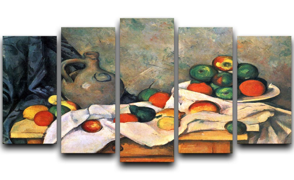 Still life drapery pitcher and fruit bowl by Cezanne 5 Split Panel Canvas - Canvas Art Rocks - 1