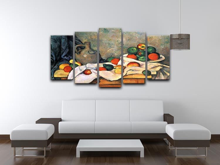 Still life drapery pitcher and fruit bowl by Cezanne 5 Split Panel Canvas - Canvas Art Rocks - 3