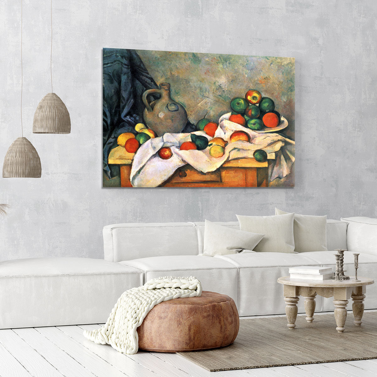 Still life drapery pitcher and fruit bowl by Cezanne Canvas Print or Poster - Canvas Art Rocks - 6