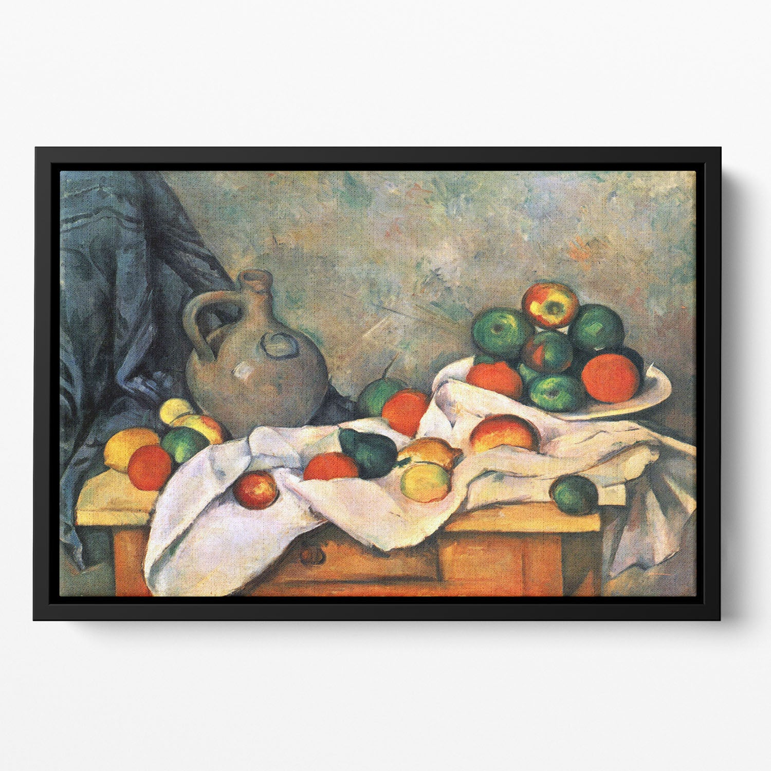 Still life drapery pitcher and fruit bowl by Cezanne Floating Framed Canvas - Canvas Art Rocks - 2