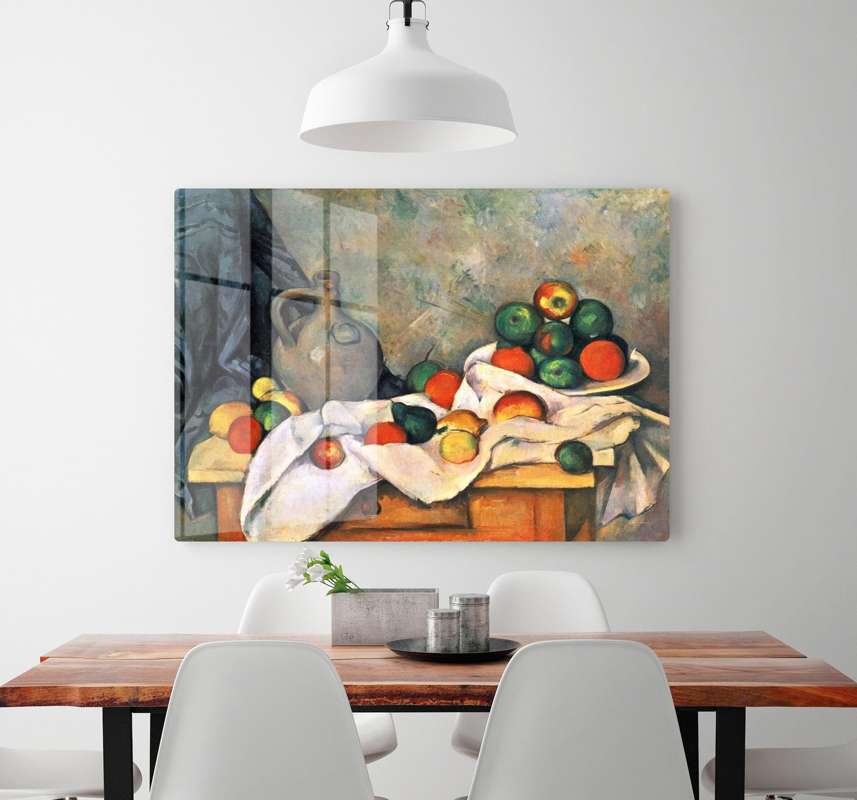 Still life drapery pitcher and fruit bowl by Cezanne Acrylic Block - Canvas Art Rocks - 2