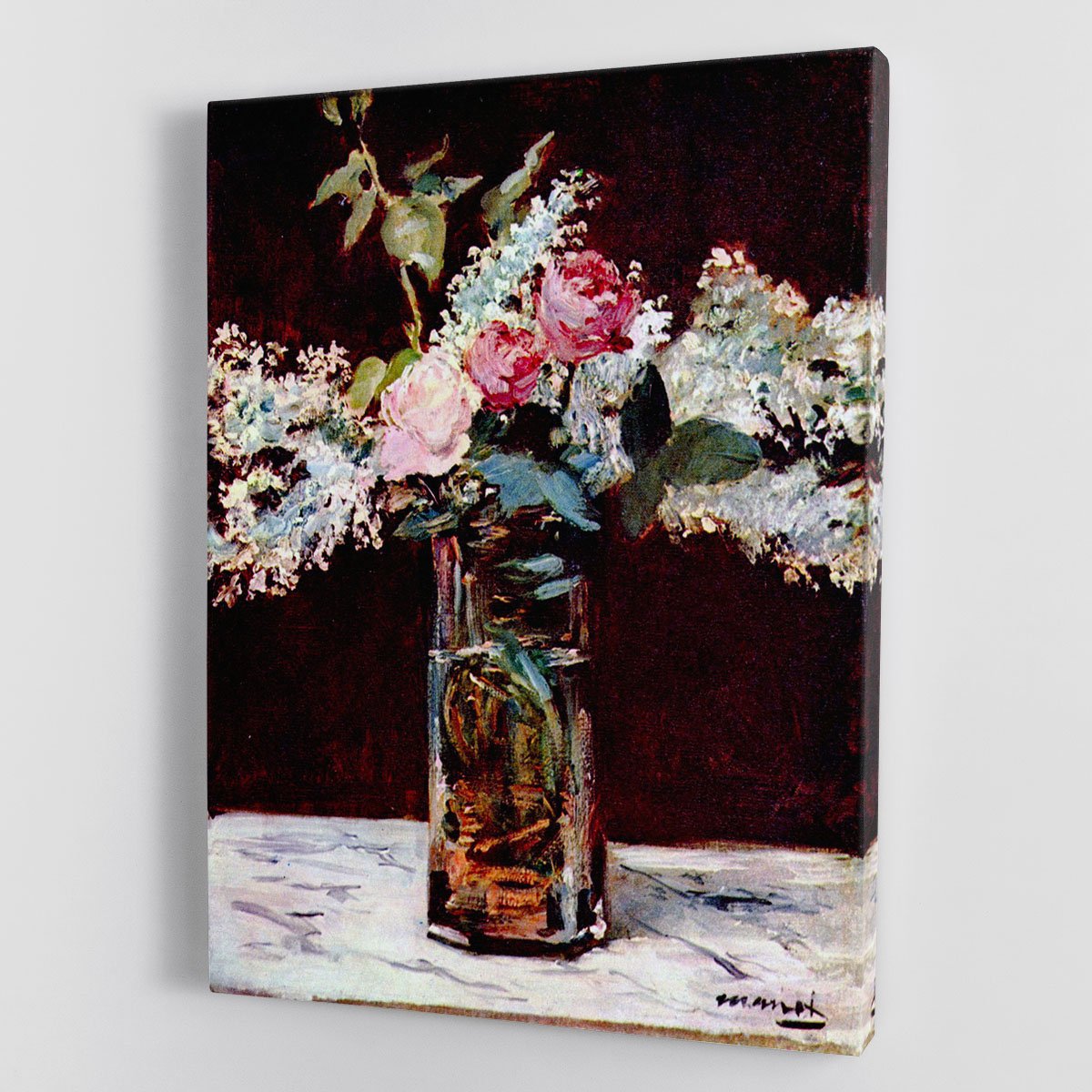 Still life lilac and roses by Manet Canvas Print or Poster