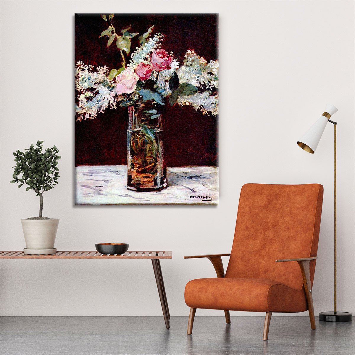 Still life lilac and roses by Manet Canvas Print or Poster