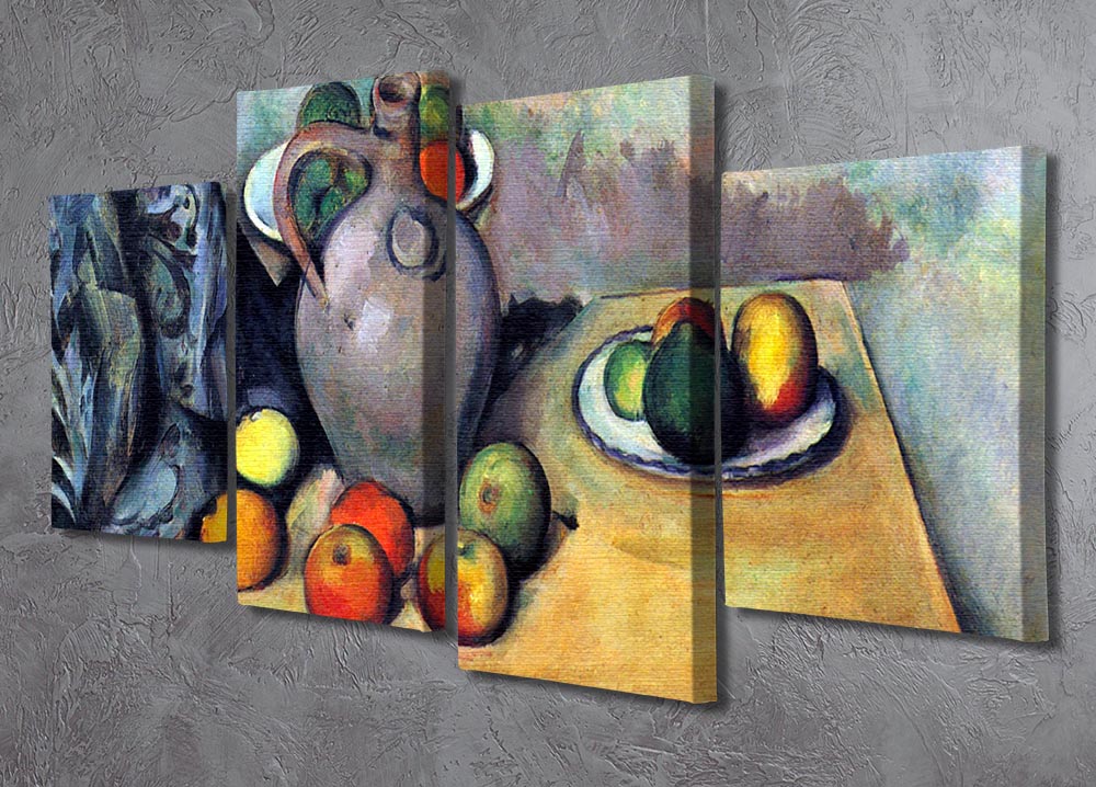 Still life pitcher and fruit on a table by Cezanne 4 Split Panel Canvas - Canvas Art Rocks - 2