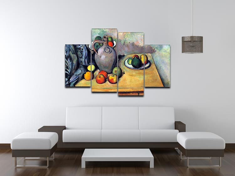 Still life pitcher and fruit on a table by Cezanne 4 Split Panel Canvas - Canvas Art Rocks - 3