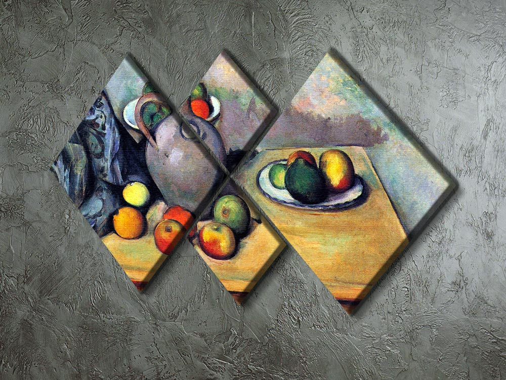 Still life pitcher and fruit on a table by Cezanne 4 Square Multi Panel Canvas - Canvas Art Rocks - 2