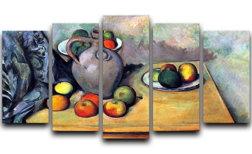Still life pitcher and fruit on a table by Cezanne 5 Split Panel Canvas - Canvas Art Rocks - 1
