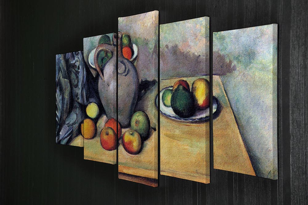 Still life pitcher and fruit on a table by Cezanne 5 Split Panel Canvas - Canvas Art Rocks - 2