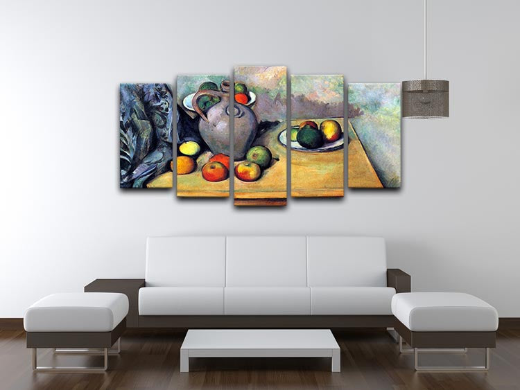 Still life pitcher and fruit on a table by Cezanne 5 Split Panel Canvas - Canvas Art Rocks - 3