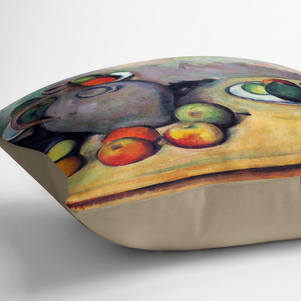 Still life pitcher and fruit on a table by Cezanne Cushion - Canvas Art Rocks - 2