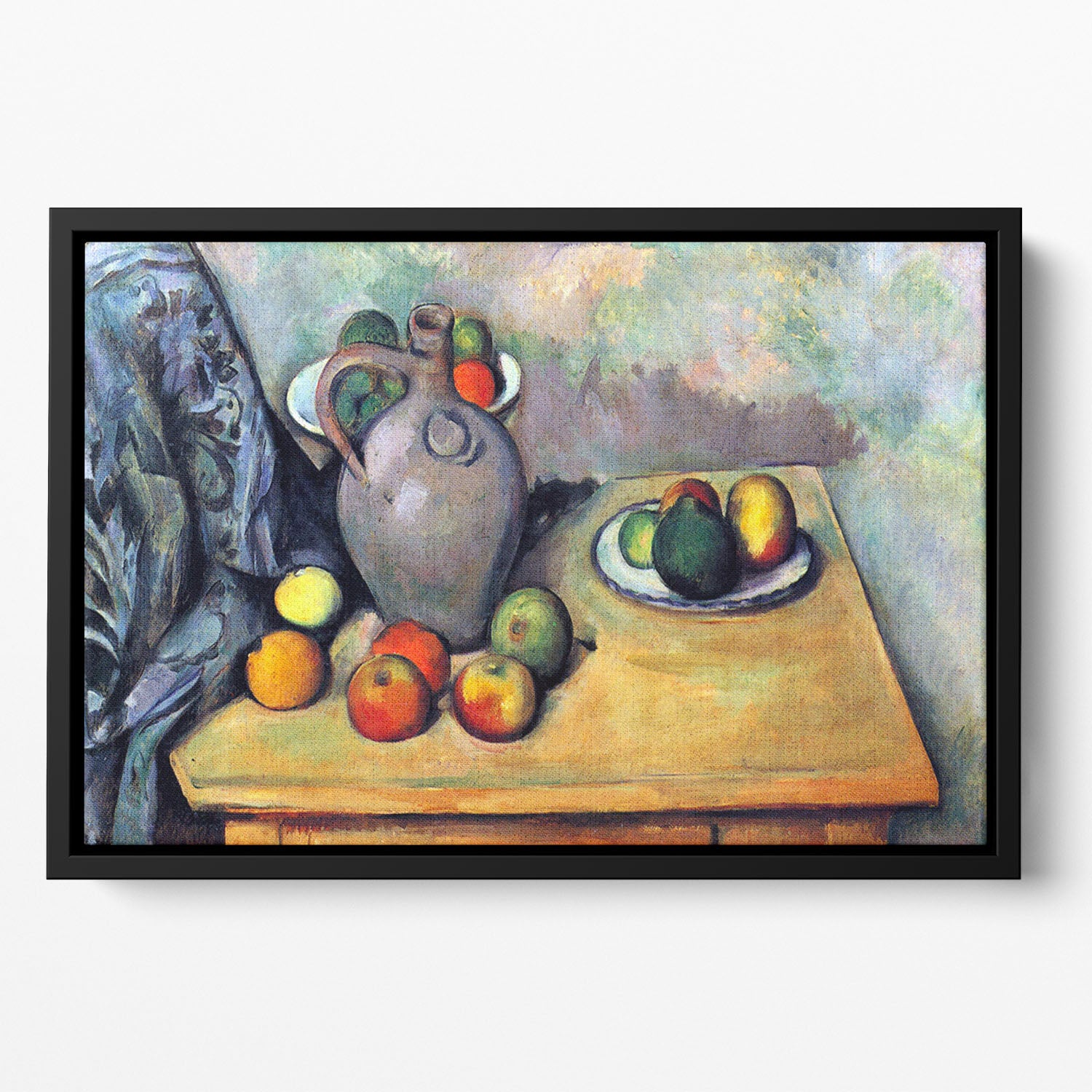 Still life pitcher and fruit on a table by Cezanne Floating Framed Canvas - Canvas Art Rocks - 2