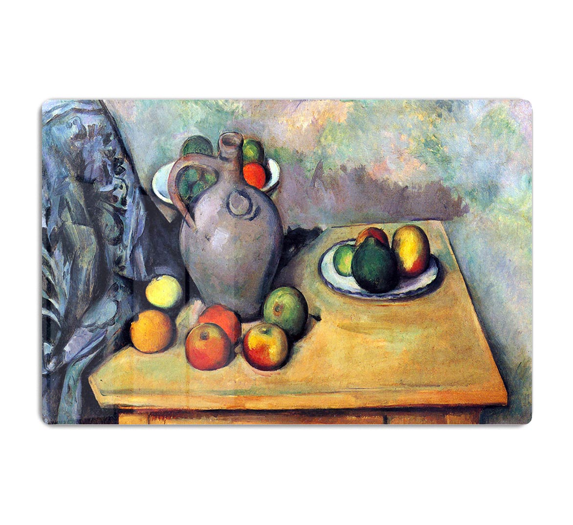 Still life pitcher and fruit on a table by Cezanne Acrylic Block - Canvas Art Rocks - 1
