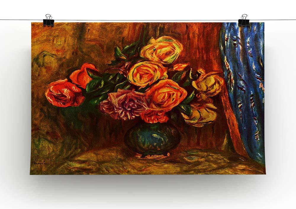 Still life roses before a blue curtain by Renoir Canvas Print or Poster - Canvas Art Rocks - 2