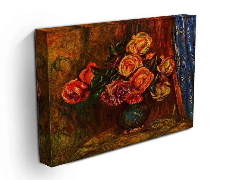 Still life roses before a blue curtain by Renoir Canvas Print or Poster - Canvas Art Rocks - 3