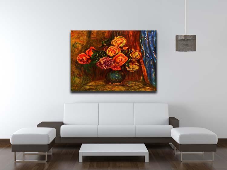 Still life roses before a blue curtain by Renoir Canvas Print or Poster - Canvas Art Rocks - 4