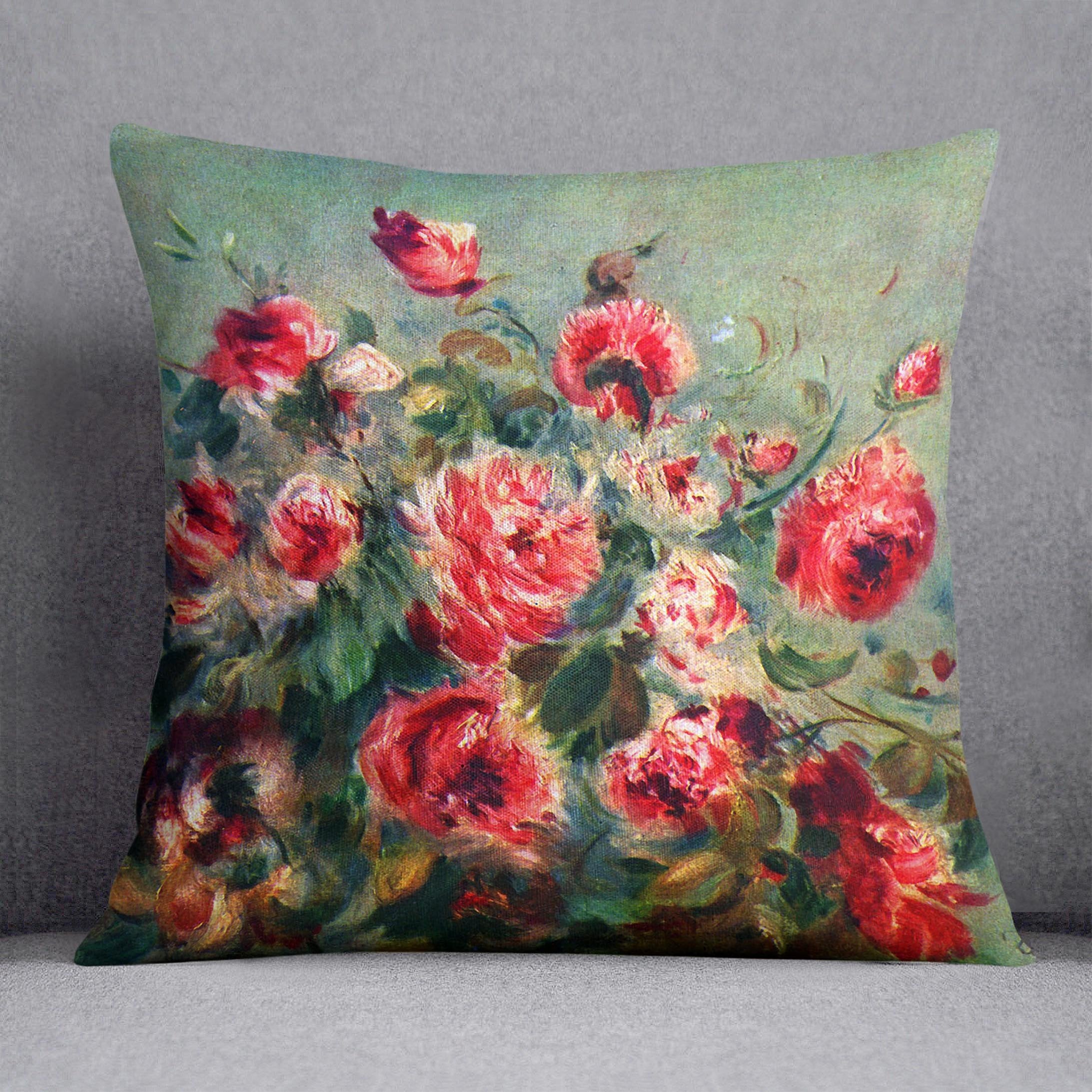 Still life roses of Vargemont by Renoir Throw Pillow