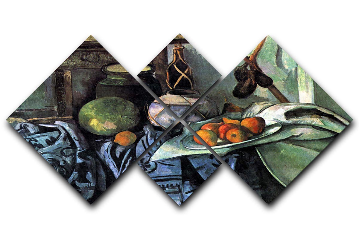 Still life with Eggplant by Cezanne 4 Square Multi Panel Canvas - Canvas Art Rocks - 1
