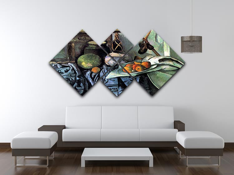 Still life with Eggplant by Cezanne 4 Square Multi Panel Canvas - Canvas Art Rocks - 3