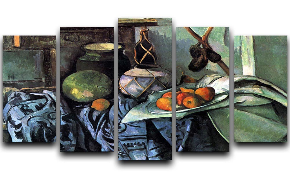Still life with Eggplant by Cezanne 5 Split Panel Canvas - Canvas Art Rocks - 1