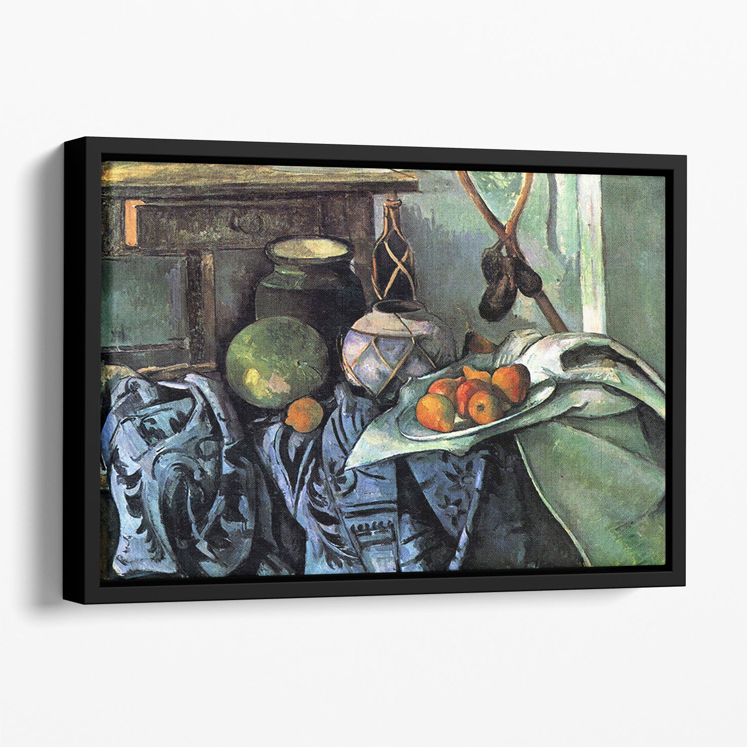 Still life with Eggplant by Cezanne Floating Framed Canvas - Canvas Art Rocks - 1