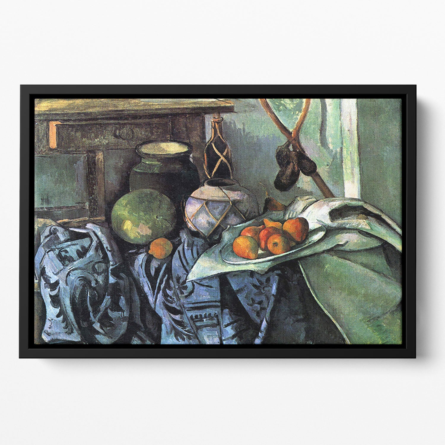 Still life with Eggplant by Cezanne Floating Framed Canvas - Canvas Art Rocks - 2
