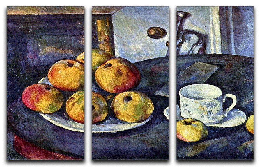 Still life with a bottle and apple cart by Cezanne 3 Split Panel Canvas Print - Canvas Art Rocks - 1