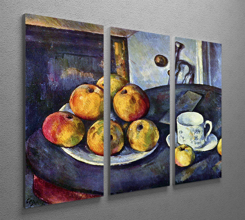 Still life with a bottle and apple cart by Cezanne 3 Split Panel Canvas Print - Canvas Art Rocks - 2