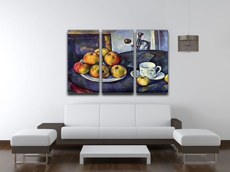 Still life with a bottle and apple cart by Cezanne 3 Split Panel Canvas Print - Canvas Art Rocks - 3