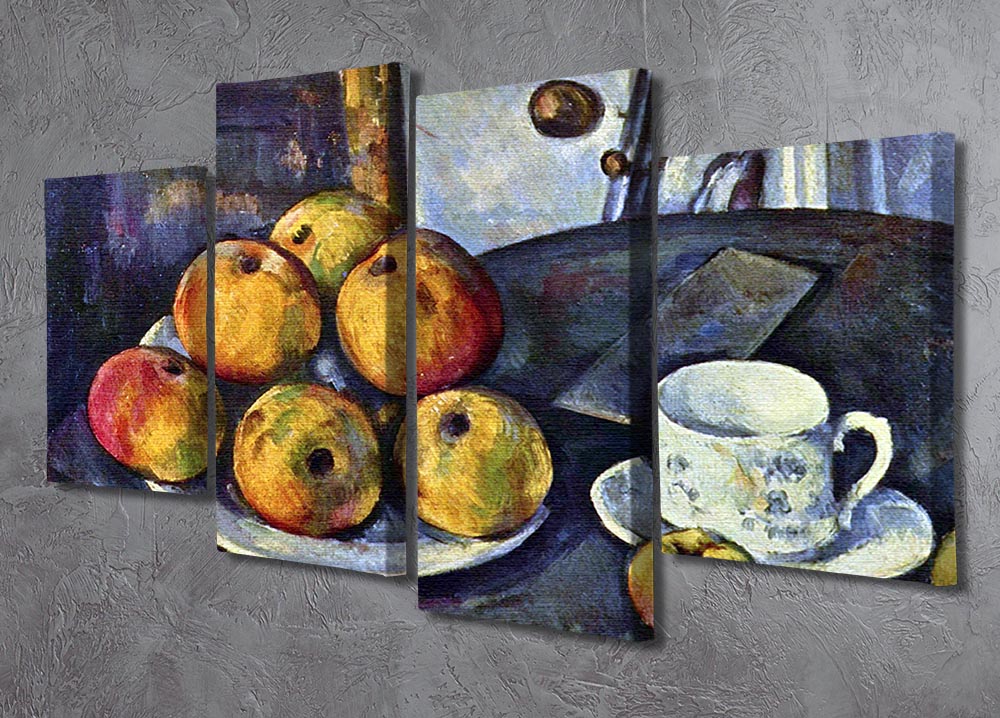 Still life with a bottle and apple cart by Cezanne 4 Split Panel Canvas - Canvas Art Rocks - 2