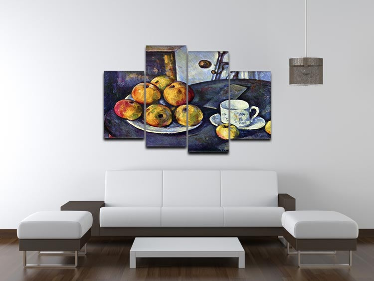 Still life with a bottle and apple cart by Cezanne 4 Split Panel Canvas - Canvas Art Rocks - 3