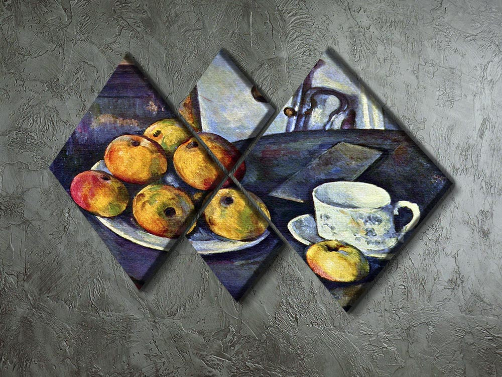 Still life with a bottle and apple cart by Cezanne 4 Square Multi Panel Canvas - Canvas Art Rocks - 2
