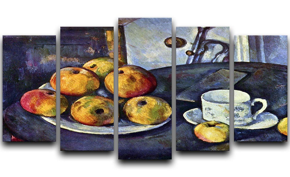 Still life with a bottle and apple cart by Cezanne 5 Split Panel Canvas - Canvas Art Rocks - 1