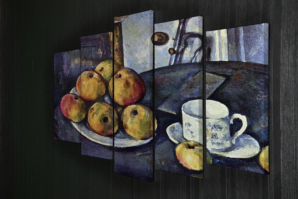 Still life with a bottle and apple cart by Cezanne 5 Split Panel Canvas - Canvas Art Rocks - 2