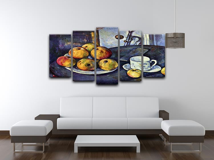 Still life with a bottle and apple cart by Cezanne 5 Split Panel Canvas - Canvas Art Rocks - 3