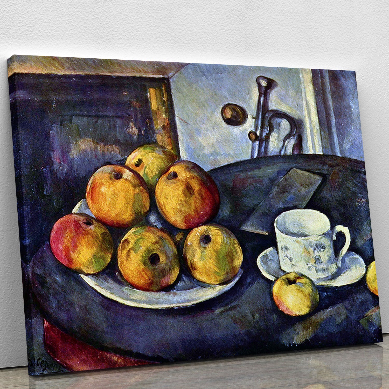 Still life with a bottle and apple cart by Cezanne Canvas Print or Poster - Canvas Art Rocks - 1