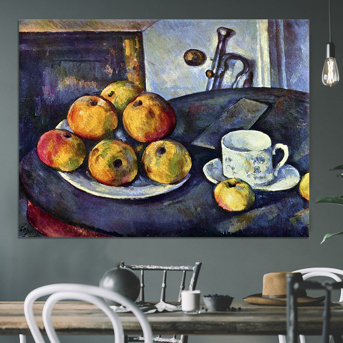 Still life with a bottle and apple cart by Cezanne Canvas Print or Poster - Canvas Art Rocks - 3