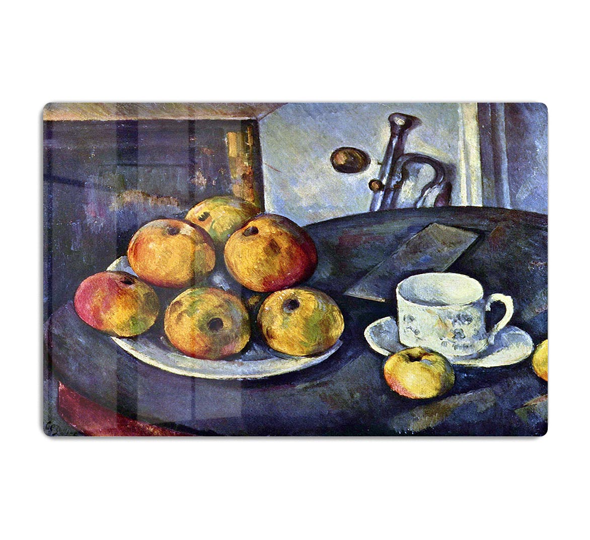 Still life with a bottle and apple cart by Cezanne Acrylic Block - Canvas Art Rocks - 1