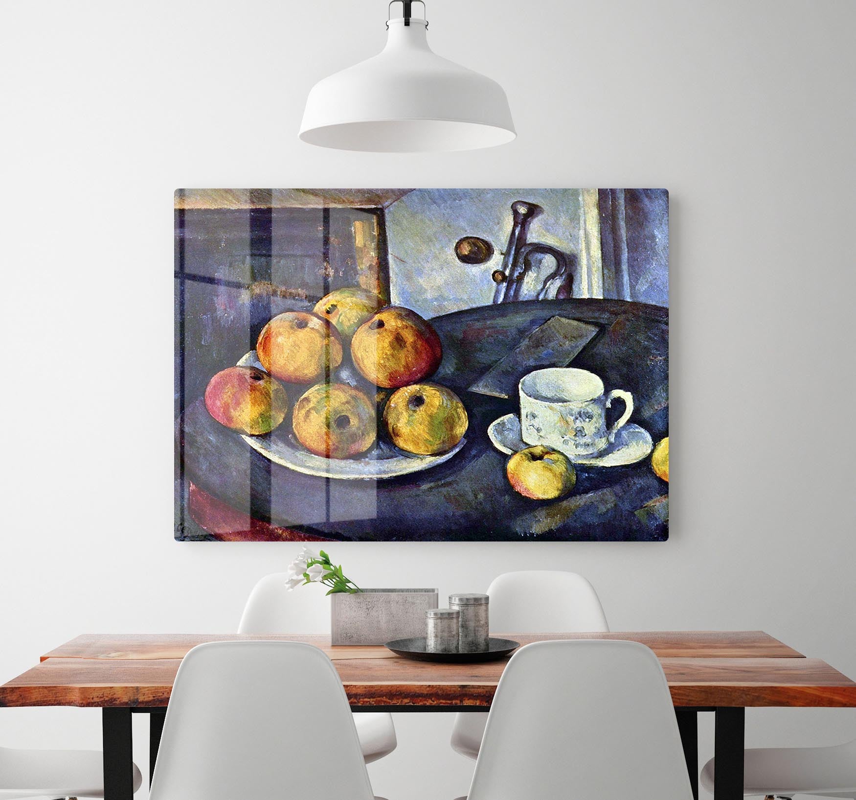 Still life with a bottle and apple cart by Cezanne Acrylic Block - Canvas Art Rocks - 2