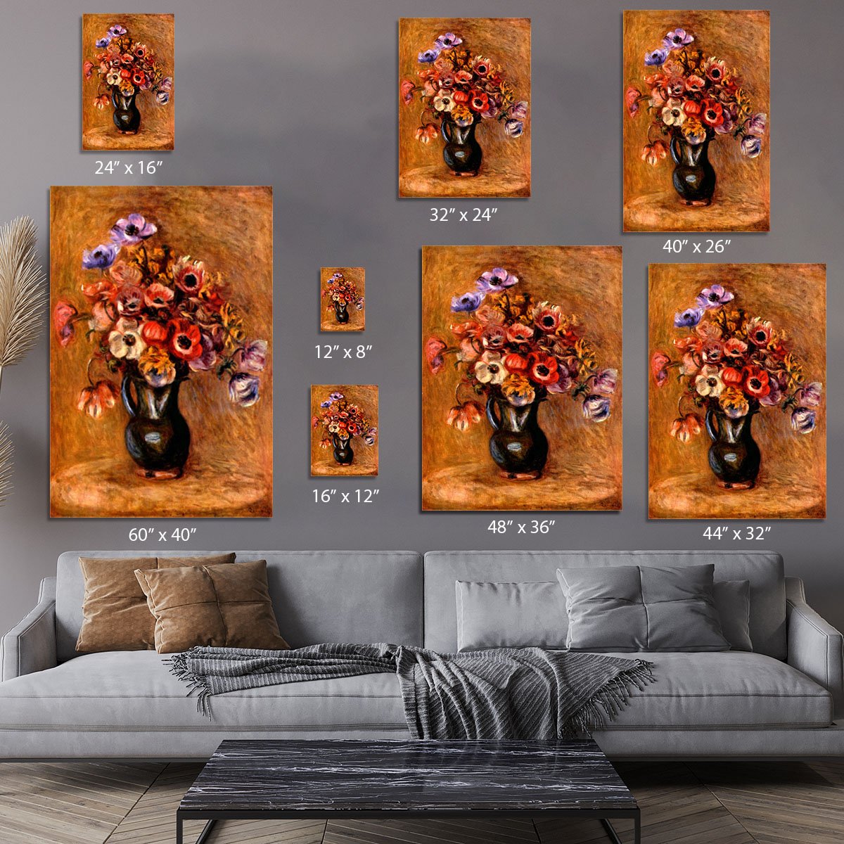 Still life with anemones by Renoir Canvas Print or Poster