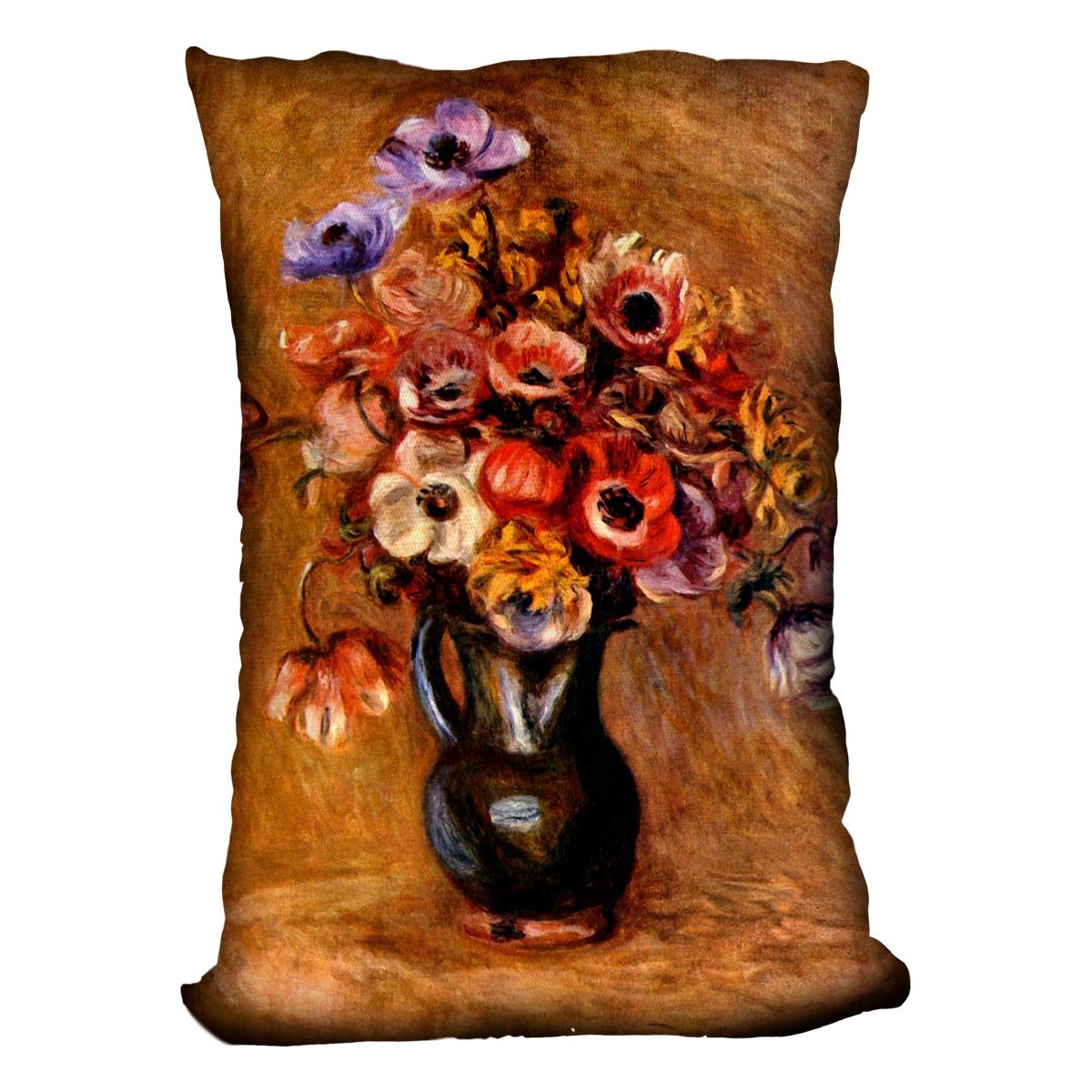 Still life with anemones by Renoir Throw Pillow