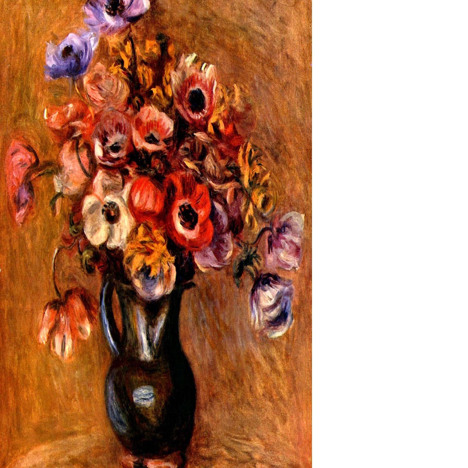 Still life with anemones by Renoir Floating Framed Canvas