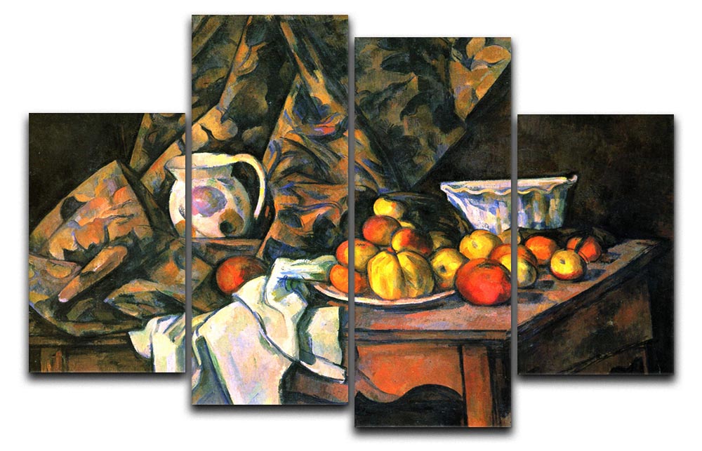 Still life with apples and peaches by Cezanne 4 Split Panel Canvas - Canvas Art Rocks - 1