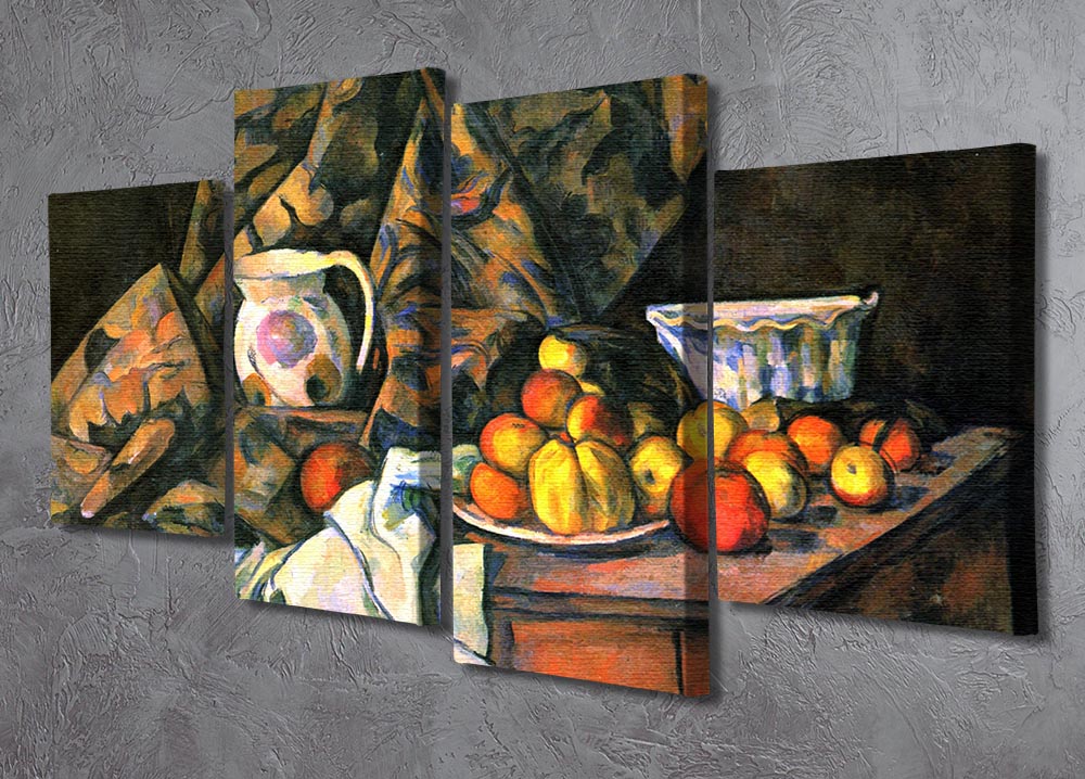 Still life with apples and peaches by Cezanne 4 Split Panel Canvas - Canvas Art Rocks - 2