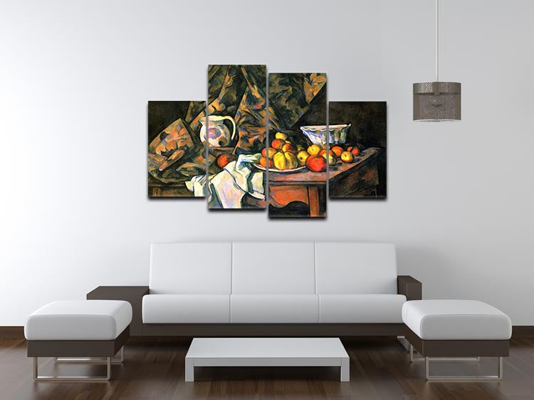Still life with apples and peaches by Cezanne 4 Split Panel Canvas - Canvas Art Rocks - 3