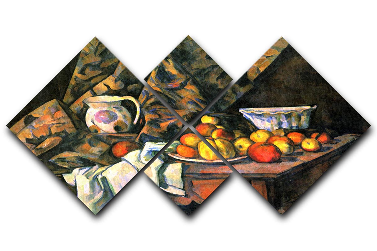 Still life with apples and peaches by Cezanne 4 Square Multi Panel Canvas - Canvas Art Rocks - 1
