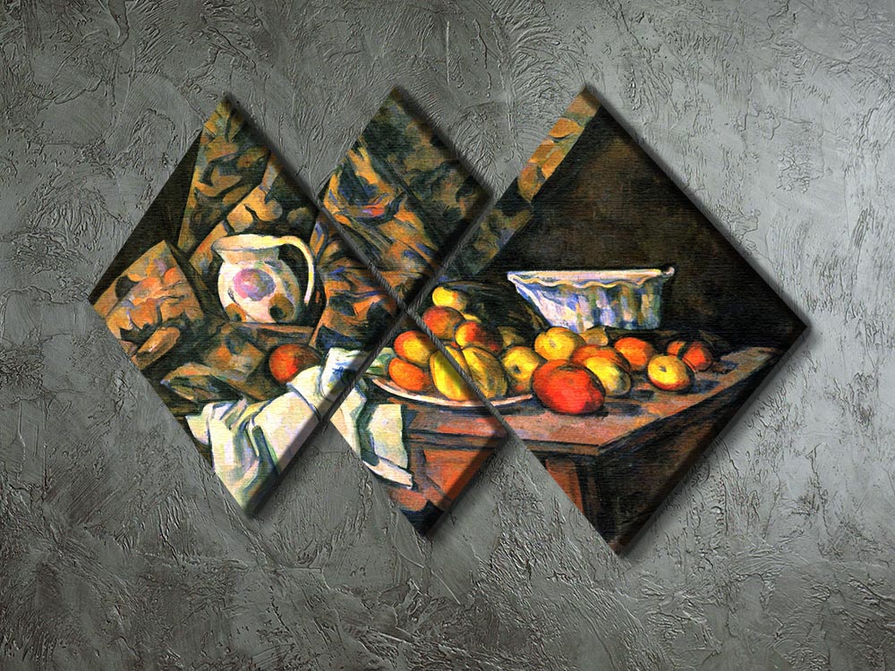 Still life with apples and peaches by Cezanne 4 Square Multi Panel Canvas - Canvas Art Rocks - 2