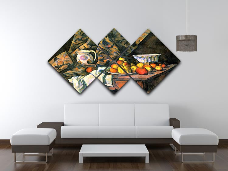 Still life with apples and peaches by Cezanne 4 Square Multi Panel Canvas - Canvas Art Rocks - 3