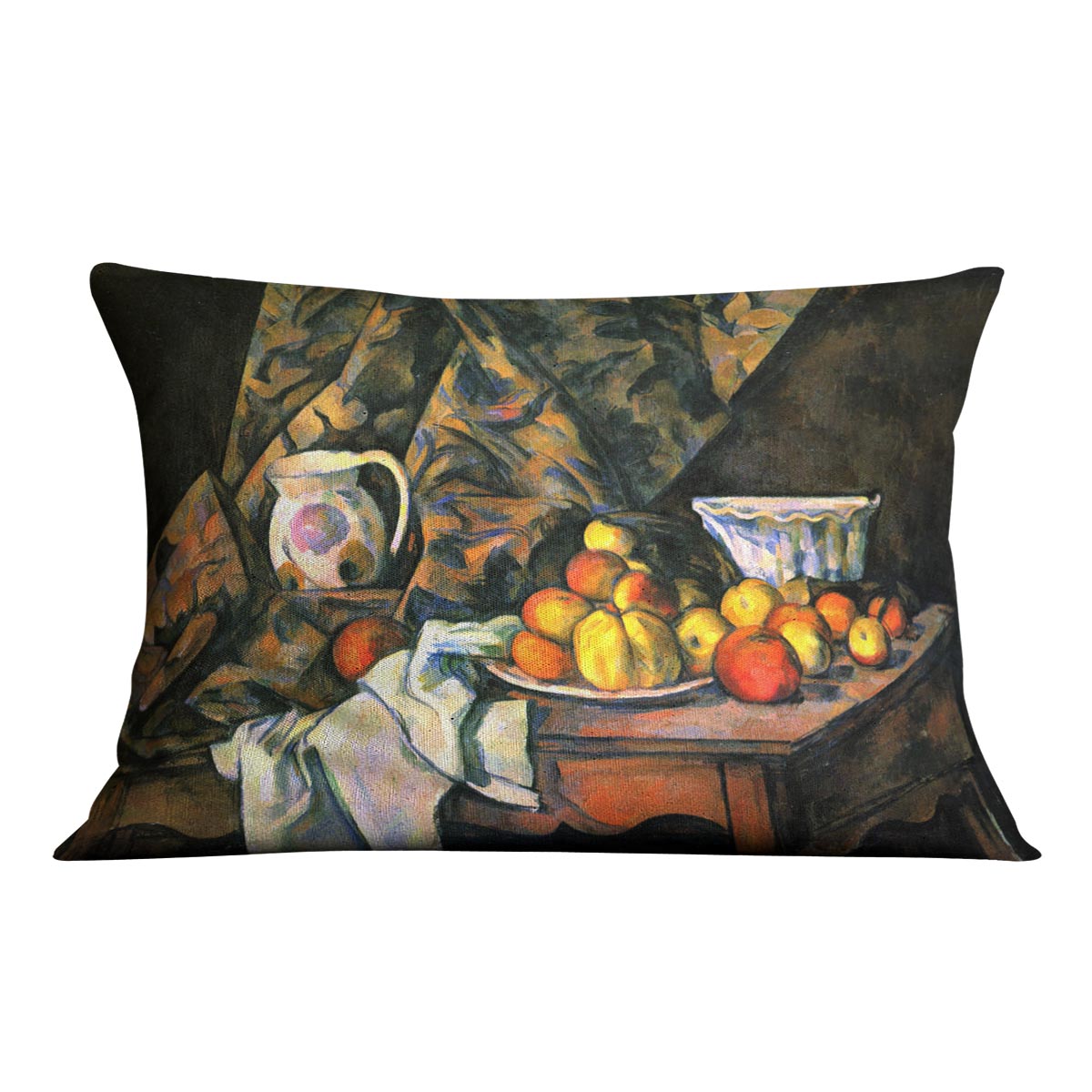 Still life with apples and peaches by Cezanne Cushion - Canvas Art Rocks - 4