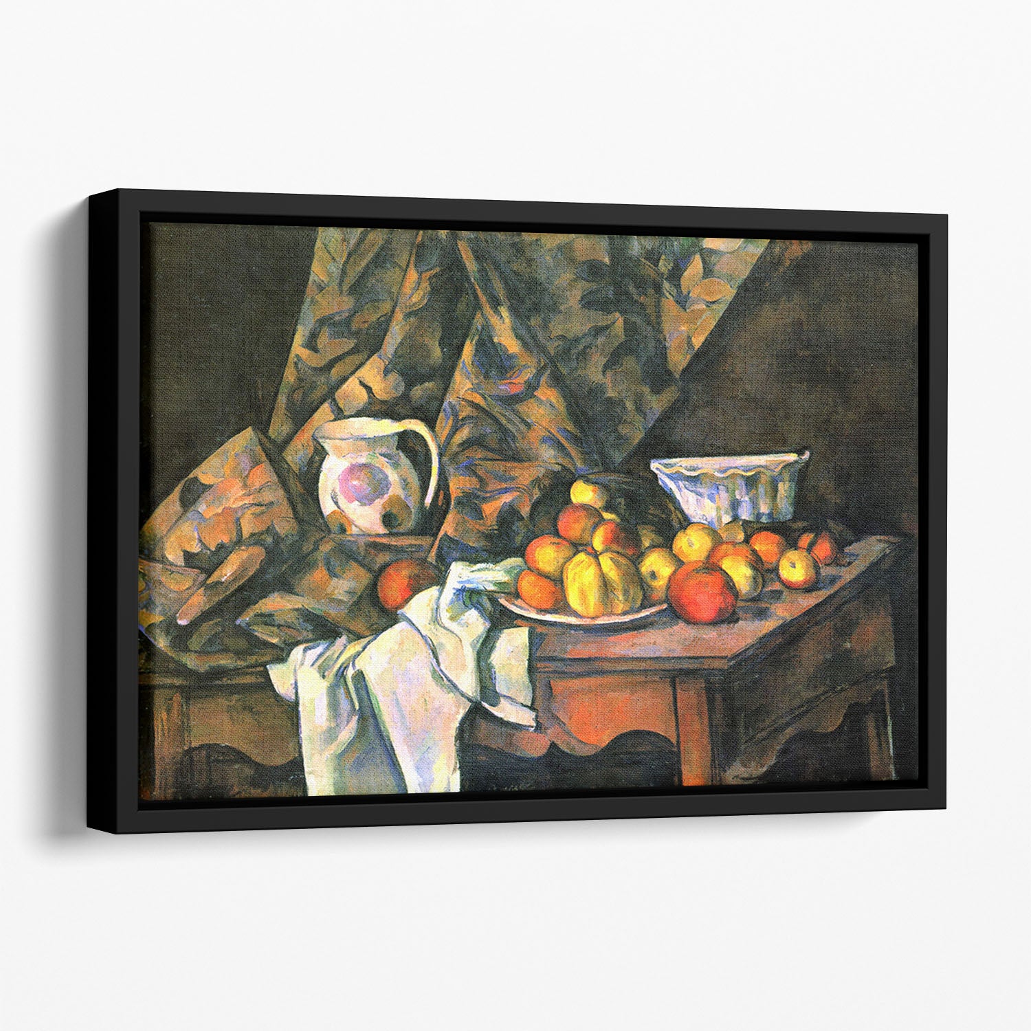 Still life with apples and peaches by Cezanne Floating Framed Canvas - Canvas Art Rocks - 1